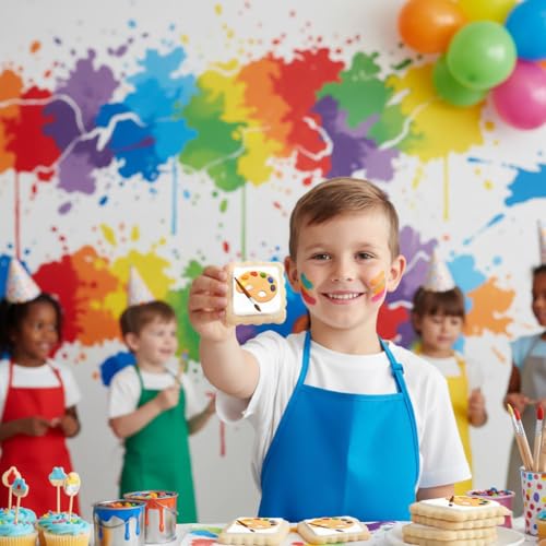 Image of Painters Pallete Cookies Painting Party Favors | Individually Wrapped 24 Pack Cookie | Paint Birthday Kids Adults Treats snacks Artist Art Theme