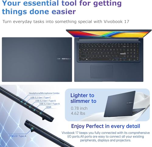 Image of ASUS Vivobook 17.3 inch Laptop with Office 365 for The Web | Full HD Display | Intel 6-Core Processor | 40GB RAM, 1TB SSD| Wireless Earbuds| HDMI & USB-C | Windows 11