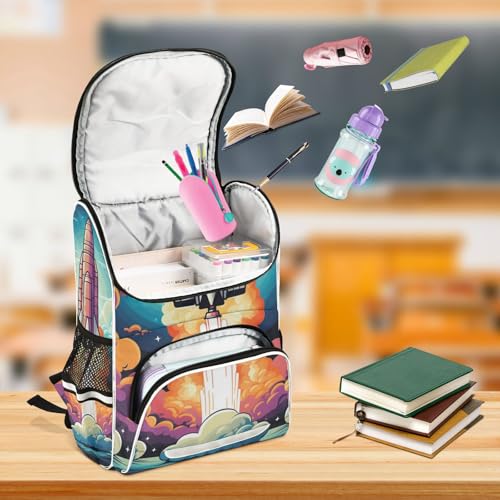Mochila infantil de cohete espacial para el colegio y viajes escolares de niños 6