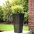 Worth Garden 28" Large Metal Glazed Planter Set of 2, Luxurious Glossy Finish Black Tall Square Tapered Steel Plant Pots, Decor Flower Pot Indoor & Outdoor, Drainage Hole & Dual-Purpose Plant Saucer