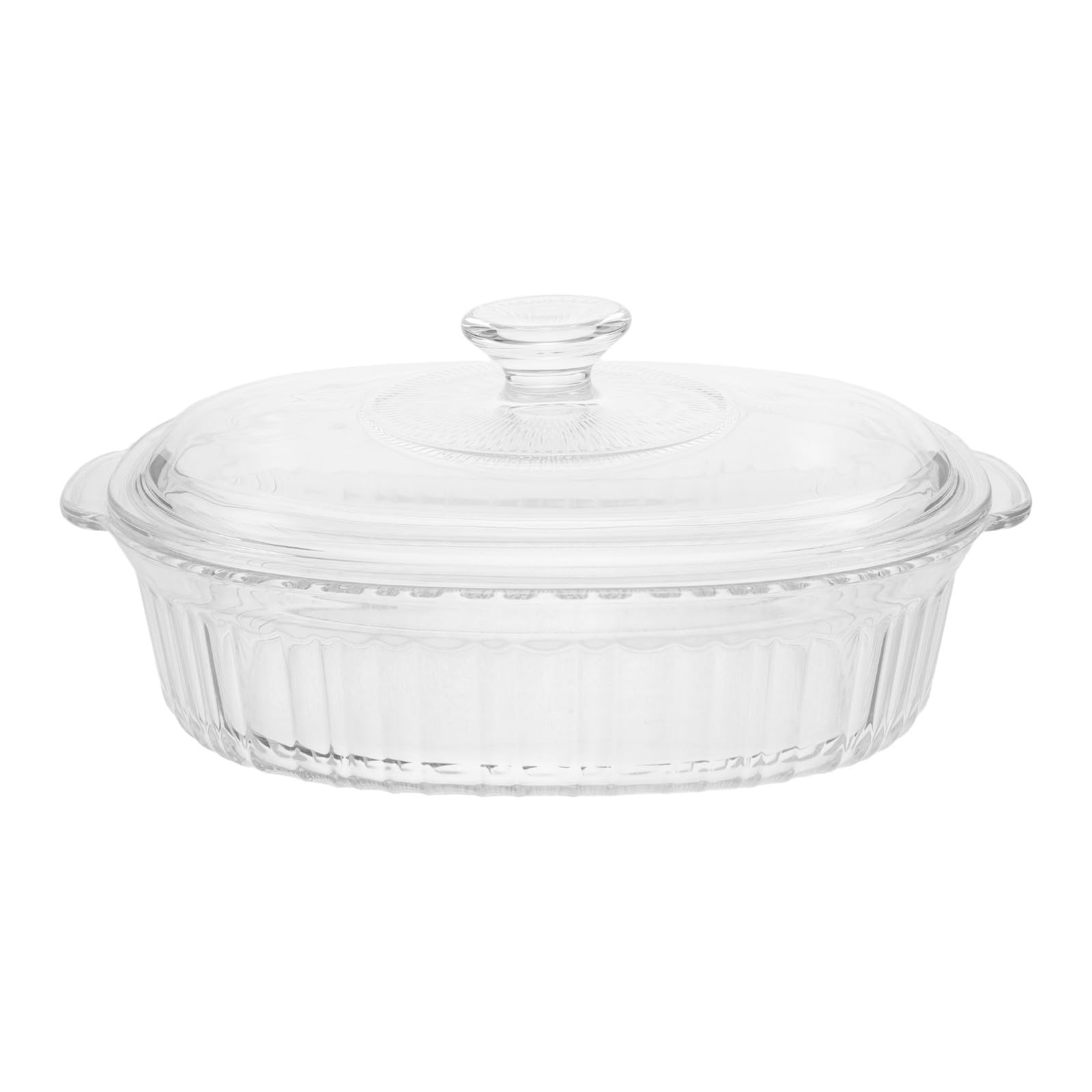 Pirofila Ovale in Vetro 1, 9qt con Coperchio, Adatta Microonde | Ribbed Design, per Cottura e Riscaldamento, Formato 9qt, Uso Quotidiano in Cucina
