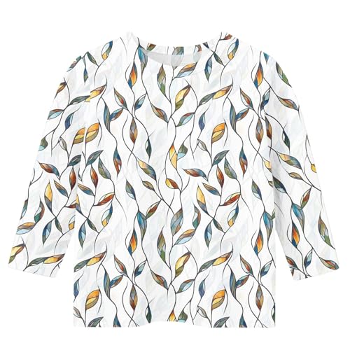 Girls Spring Casual 3/4 Length Sleeve Tops Trendy Crewneck T-Shirts Loose Fit Comfy Shirt Holiday Blouse Basic Tee4