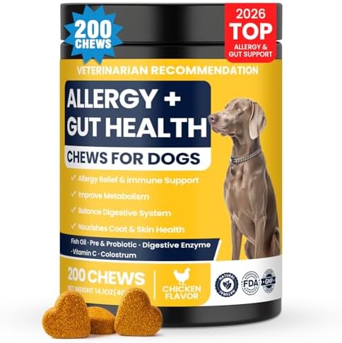 Dog Allergy Chews Probiotics for Dogs Yeast, Itchy Skin and Itchy...