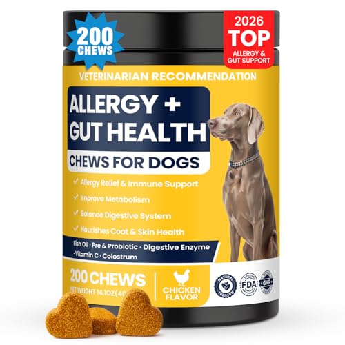 Dog Allergy Chews Probiotics for Dogs Yeast, Itchy Skin and Itchy Ears Itch Relief Immune Pre...