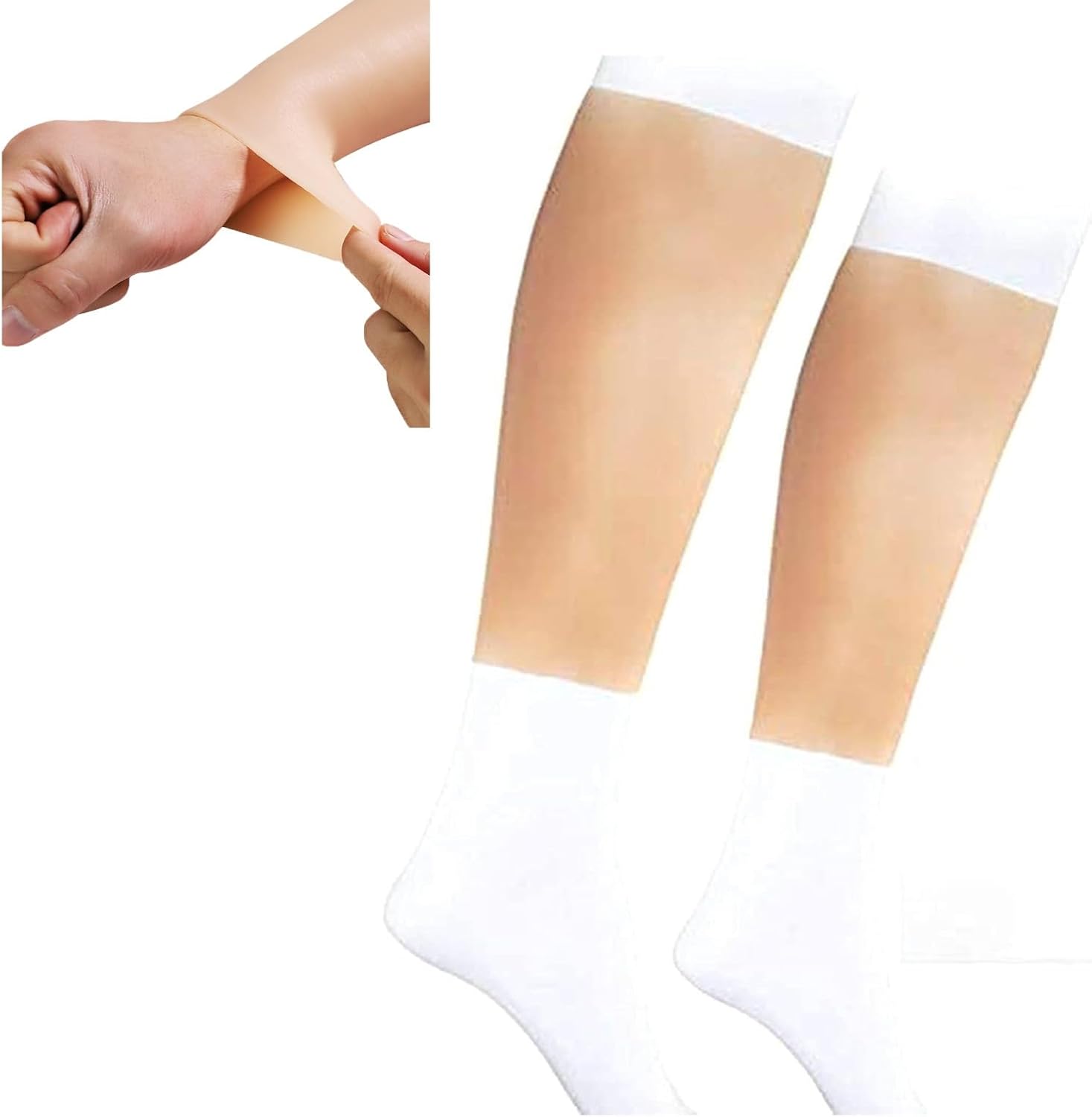 シリコン製偽ふくらはぎ、リアルな偽ふくらはぎ脚用シリコンスリーブ、シリコン製腕カバー、ふくらはぎの傷跡やタトゥー、あざを隠す（2個、