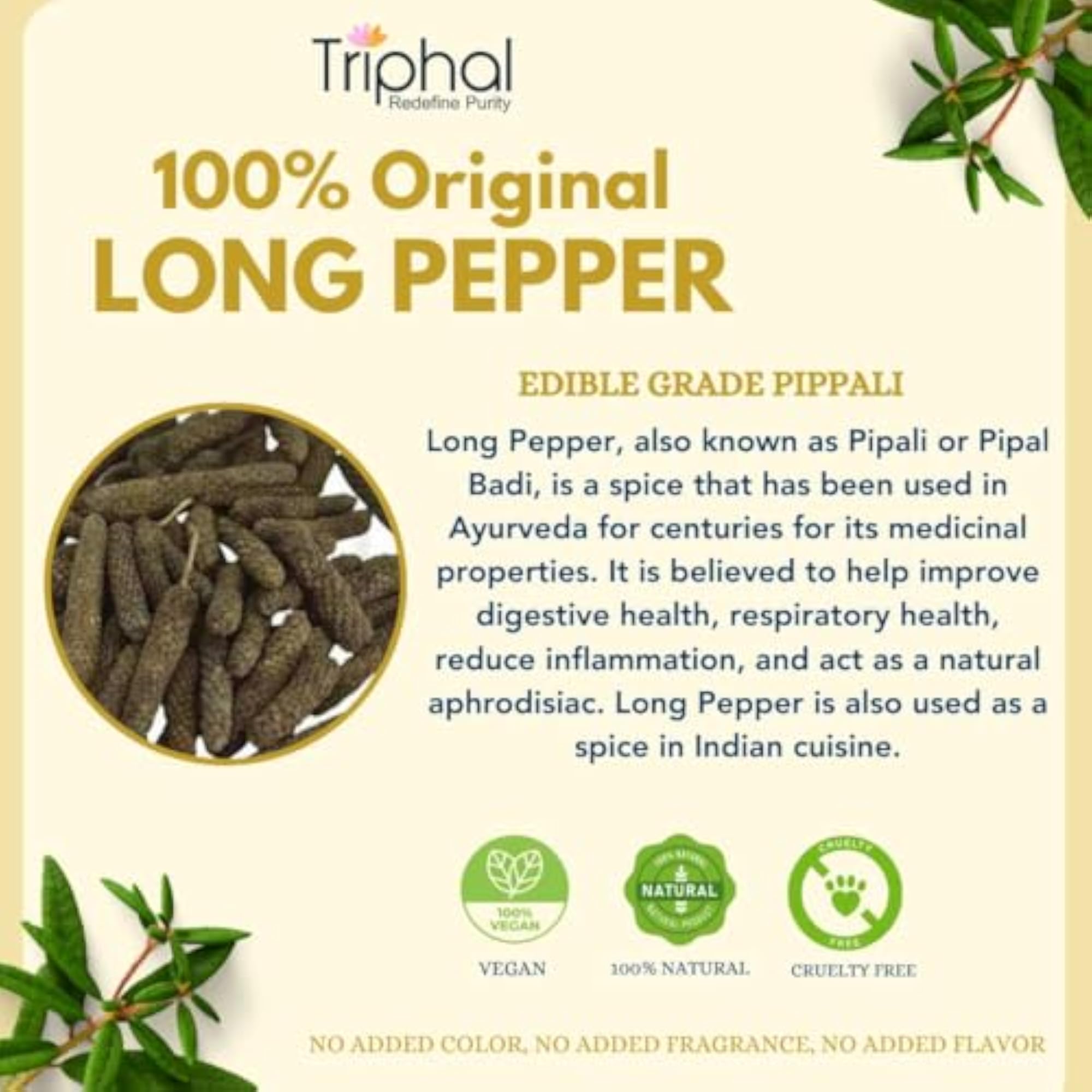 TRIPHAL Pipal Badi 100g, Organic Edible Long Pepper