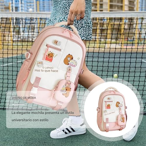 Mochila capibara escolar con correas ajustables 2