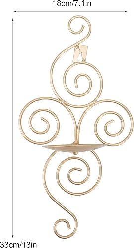 Miniatura 5 de Fydun Juego de 2 portavelas de pared, plegables, estilo europeo, de hierro en remolino, para colgar en la pared, portavelas para decoración del