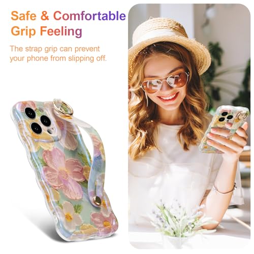 Coque fleurie iPhone 16 Pro avec bracelet pour femmes actives - 4