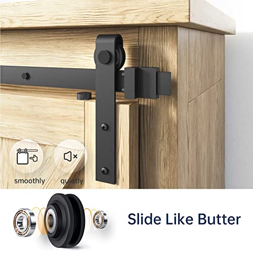 Easelife 4 Ft Cabinet Mini Sliding Barn Door Hardware Track Kit,Easy Install,Slide Smoothly Quietly,Apply For Storage Window Tv Stand And Other Shielding (No Cabinet) #TOP2