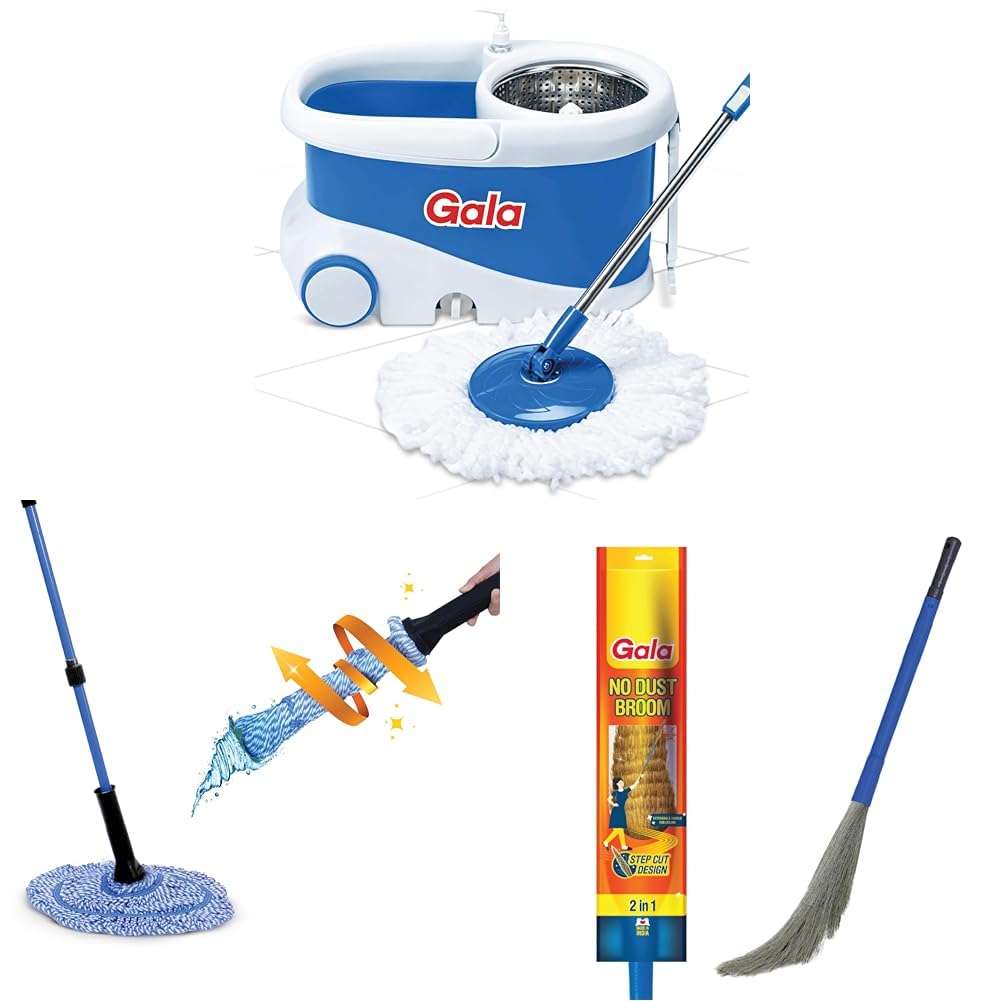 Gala Jet Spin Mop, Steel Winger & Big Wheels, 2 Microfiber Refills, Floor Cleaning Mop Stick with Bu (B09SXQX1MC) Amazon Price History, Amazon Price Tracker