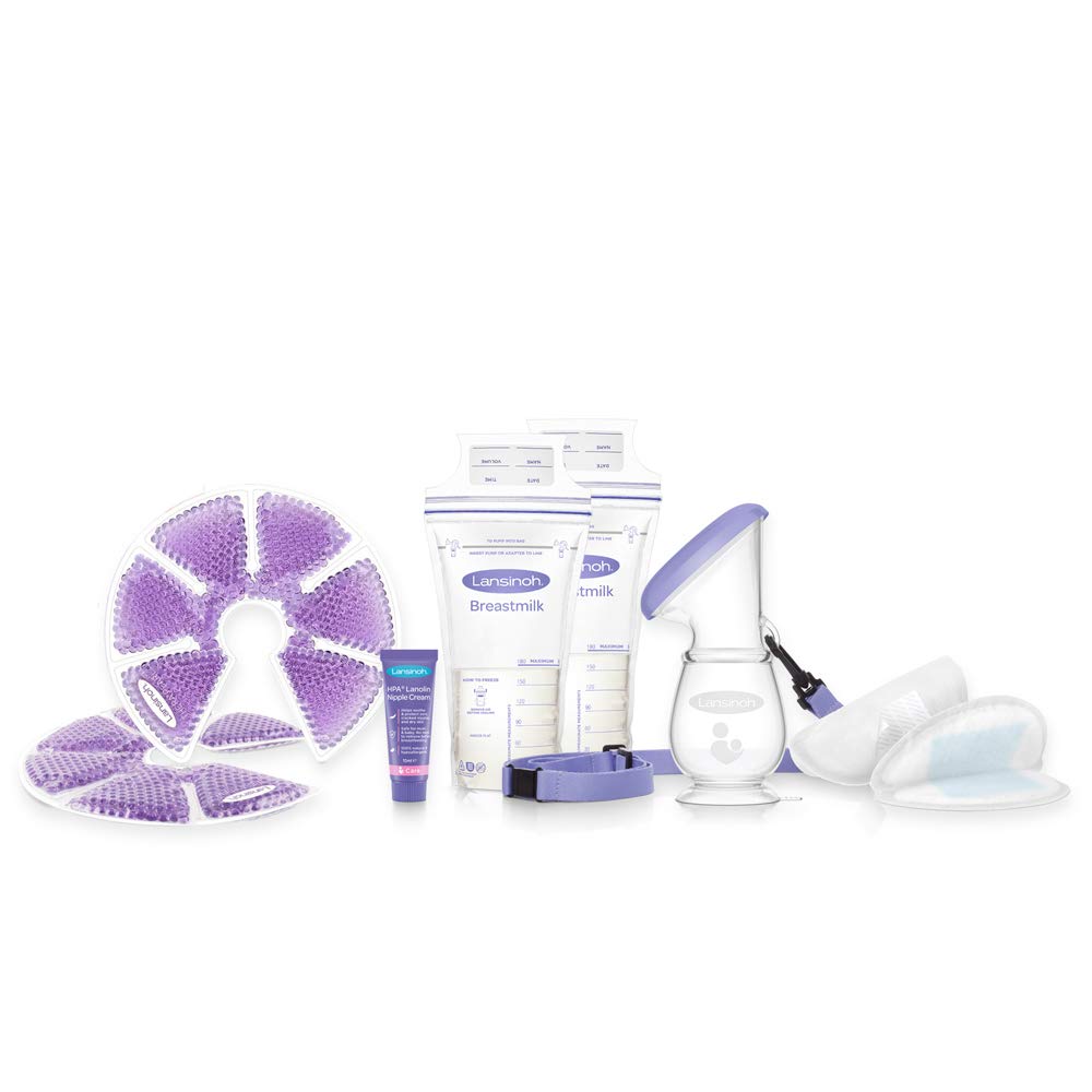 Lansinoh Hospital Bag Set, for Pregnant Mum Or New Mother, Pack Gift Set Includes Nipple Cream for Breastfeeding and Breast Pads