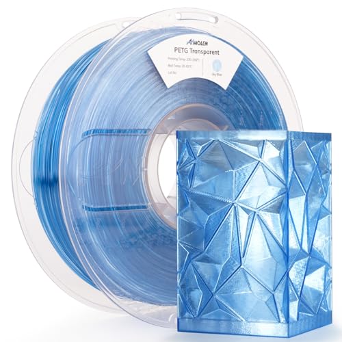Image of AMOLEN Rapid PETG Transparent 3D Printer Filament 1.75mm + /-0.02mm,Transcucent petg 500mm /s High Speed Strong Toughness Sky Blue 1KG /2.2lb