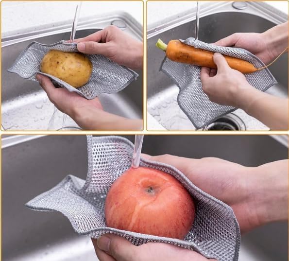 Image of PRANT Non-Scratch Dish Wash Cloth (Pack of 20), Steel Wire Dishwashing Rags for Wet and Dry Stainless Steel Scrubber Non-Scratch Wire Dishcloth for Washing Dishes Sinks Counters (20)