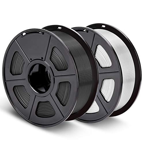 SUNLU PLA Plus 3D Printer Filament, Dimensional Accuracy +/- 0.02 mm,1.75 mm (White+Black, PLA Plus)