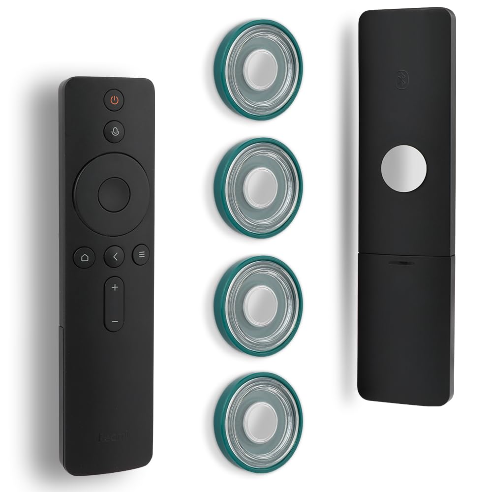 WALLFID 4 Pack High Magnetic Remote Control Holder Wall Mount Holders Hole-Free Phone Charging Organizer Storage Containers For Home Office School Supply Storage (Hunter Green)