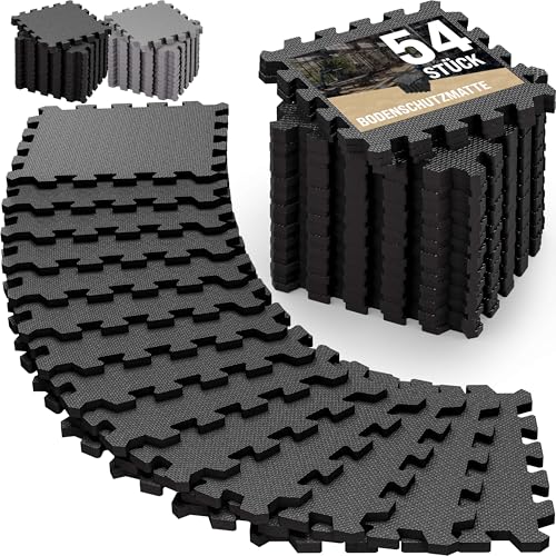 MONZANA® Tapis de Protection de Sol Noir 30 x 30 cm Mousse EVA 54 pièces Dalles de Protection Sport Piscine Jeu Enfant