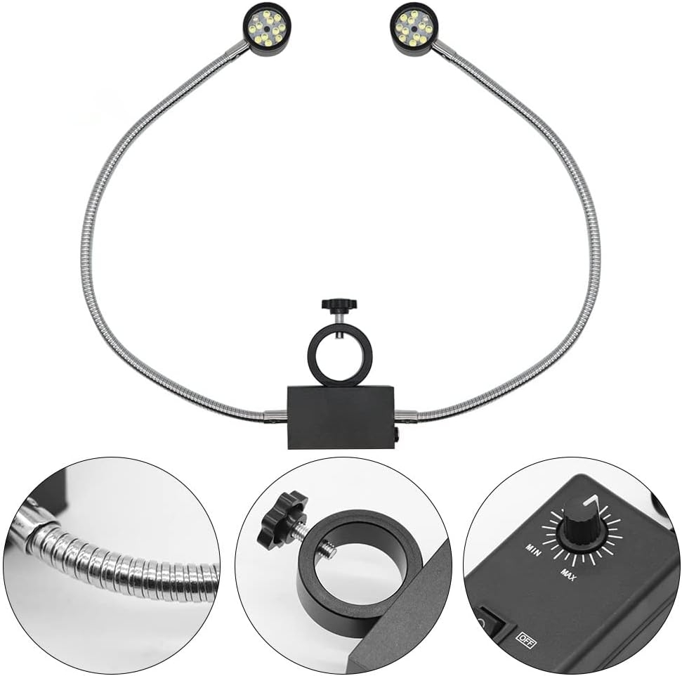 Microscope Accessories Kit Microscope LED Ring Light Adjustable Side Light Fill Illuminator Spot LED Source for Stereo Microscopio Video Camera Magnifier Microscope Slides(Hole Diameter 25mm)