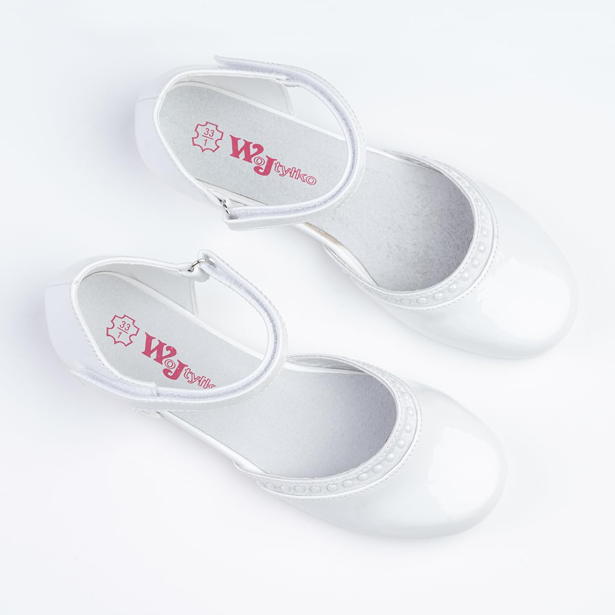 WK Mädchen Klettverschluss Halbschuhe mit Lederinnensohle | Kommunion | Elegant | Für eine kleine Prinzessin
