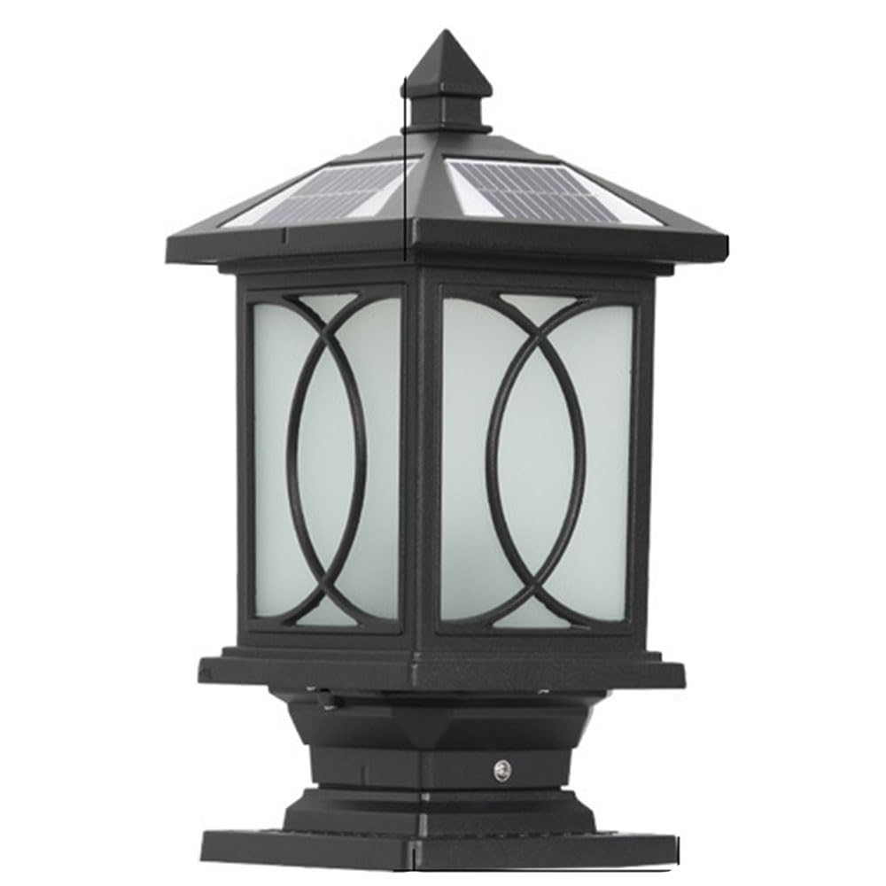 ITOSUI Chinese-Style Aluminum Post Light Outdoor Courtyard Gate Column Lamp Waterproof Exterior Lamp Post Lantern Head for Fence Garden E26 Base Porch Light Fixture Solar Powered Wet Location Rated