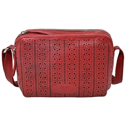 Laura Valle Bandolera Pequeña Mujer Modelo BENEIDA – Bolso Bandolera Mujer De Piel Auténtica Con Diseño Juvenil y Detalles Elegantes Ideal Como Bolso Hombro Para El Día A Día (Rojo)