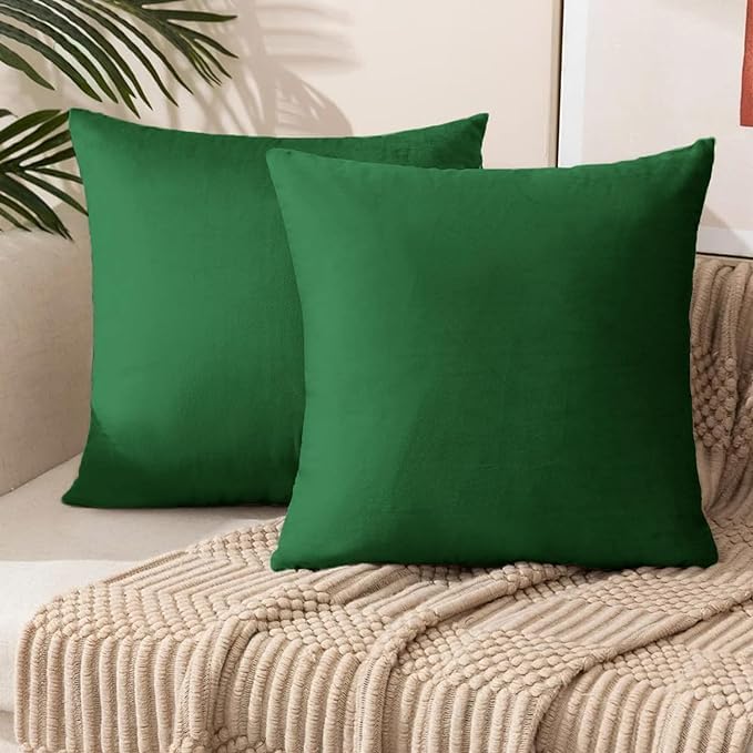 aeTHEric Velvet Soft Washable Cushion Cover for Sofa Couch Bed Chair in Dark Green 12x12 Pack of 2-image-30