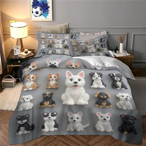 Housse de couette imprimé 3D chiens en microfibre hypoallergénique douce - 6