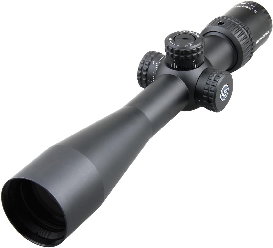 Vector Optics Veyron 6-24x44 FFP First Focal Plane Compact 30mm Tube Side Focus Rifle Scope Non-Illuminated MPR-4 MRAD reticle with Free Weaver/Picatiny Mounts Honeycomb Sunshade Flip Up Lens Caps
