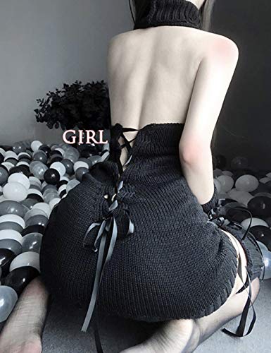 Image of Japan Style Women's Virgin Killer Cosplay Pullover Sleeveless Knitted Bandage Hi Low Anime Sweater Vest Top