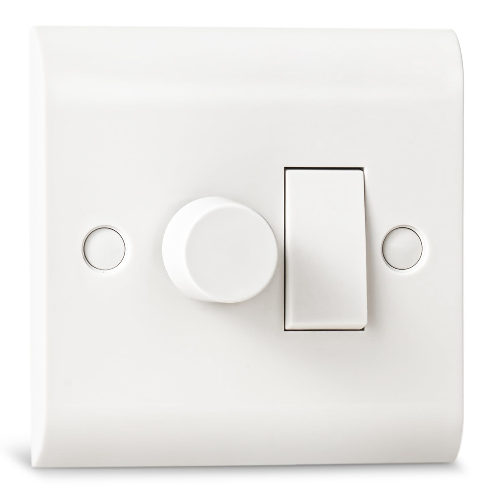 Dimmer and Rocker Wall Light Switch Combo, 2 Gang 2 Way Dimmer Light Switch, Trailing Edge with On/Off, Compatible with LED/Halogen/Incandescent Bulbs