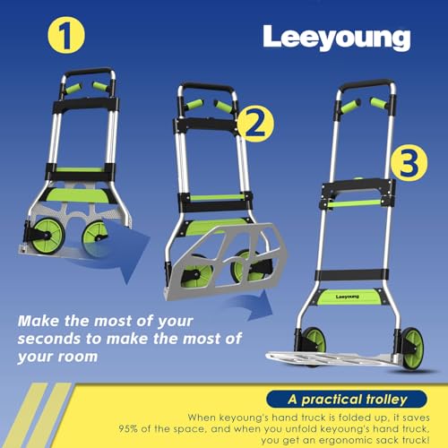 Leeyoung 10 Folding Hand Truck And Dolly,309 Lb Capacity Aluminum Portable Cart thumb #4