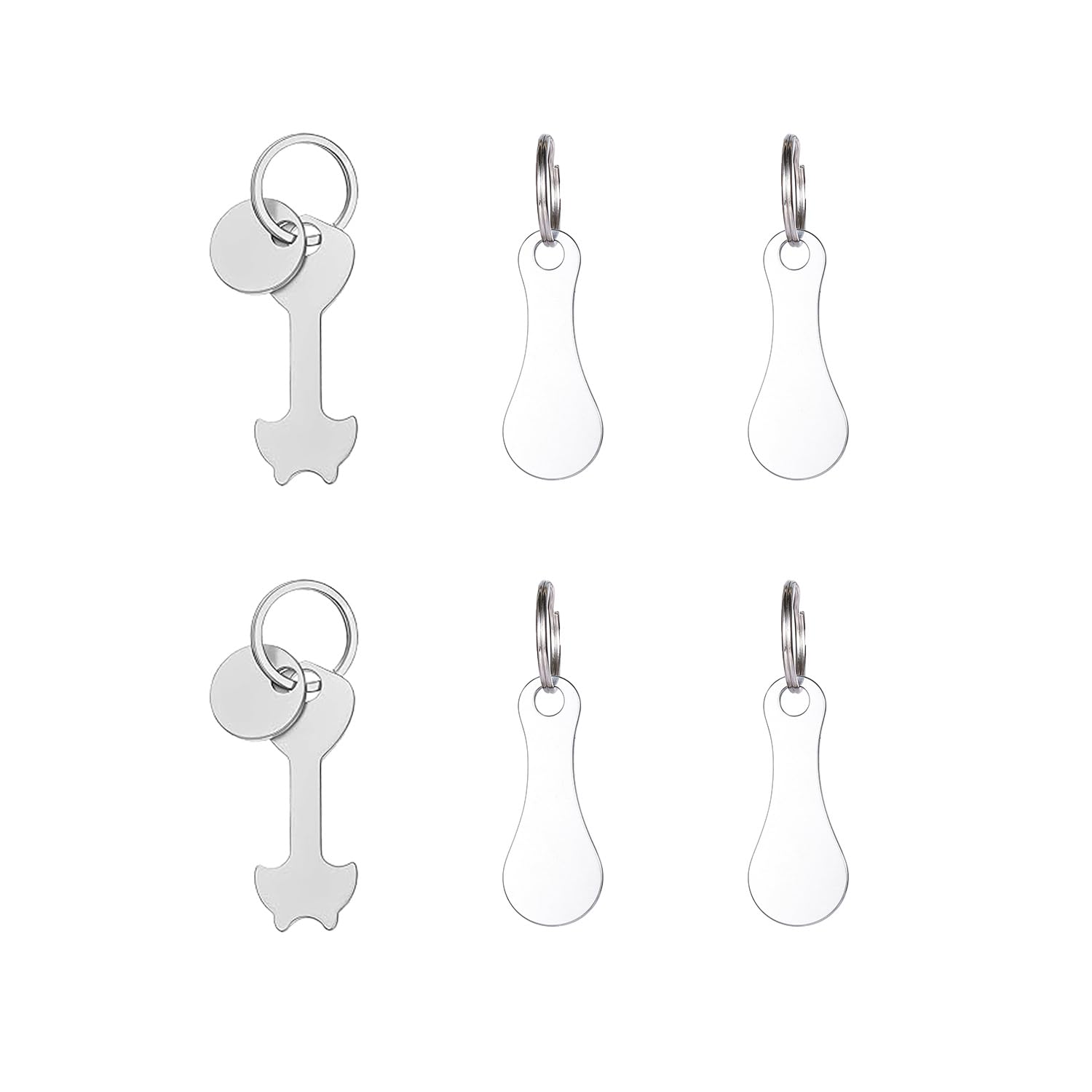 SYEYCW 6 Pcs Trolley Tokens, Stainless Steel Shopping Cart Coins Keychain, Removable Key Fob Token Keyring