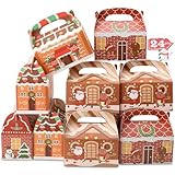 SAITI 24 Piece Christmas Cookie Boxes - 3D Treat Gift Wrap Boxes for Holiday Xmas Party Favors