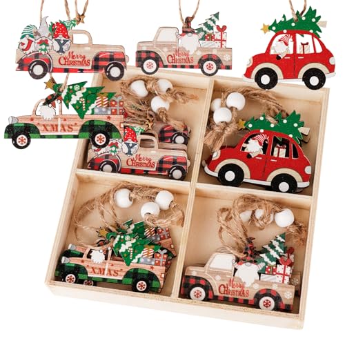 BigKego 12 Stück Weihnachtsbaumschmuck aus Holz Weihnachtsanhänger...