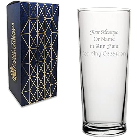 Personalised Engraved 20oz Parliament Pint Glass, Personalise with Any Message for Any Occasion, Stylize with a Variety of Fonts, Gift Box Included, Laser Engraved Cover
