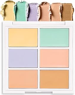 6 Color Blue Green Pink Yellow Concealer,Cream Contour and Color Corrector Palette,Color Corrector for Dark Circles,Color Correcting Concealer Palette,Cream Concealer Corrector,Green Color Corrector