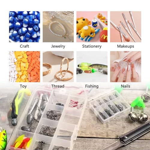 Image of YAYODS 6 Pack 36 Grids Clear Plastic Organizer Box with Adjustable Dividers, Bead Storage Organizer Containers Compartment Clear Tackle Box for Art DIY, Crafts, Jewelry, Sewing, Small Items