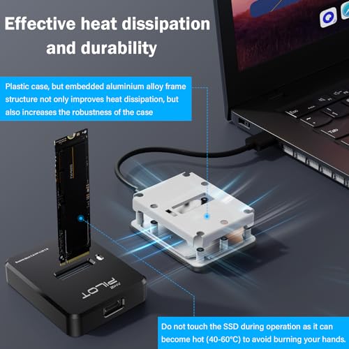 Image of M.2 NVMe SATA to USB C Dock 10Gbps SSD Reader M2 External Adapter | M /B+M Key PCIE and NGFF SSD Docking for External Storage & Data Recovery, Size for 2230-22110 Enclosure, Laptop, PC - Plastic