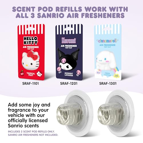 Image of Hello Kitty Car Air Freshener Refills 2-Pack - Midnight Lavender Scent - Cute and Long-Lasting Car Accessories, Odor Eliminator, Fun Scents, 30 Days Freshness (2 Refills)