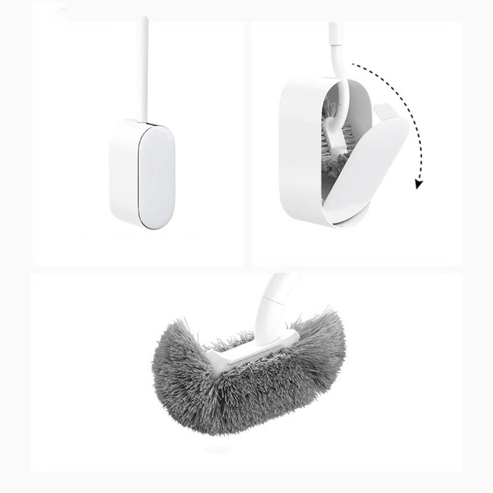 Escobillas de Baño Juego de portaescobillas de baño montado en la Pared for el hogar, Mango de plástico, Cabezal de Cepillo Grueso, escobilla de baño con Base de ventilación Escobilla WC