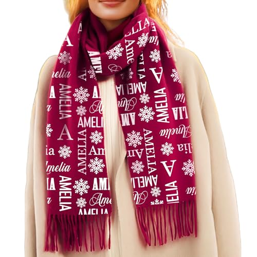 Multicolor Personalized Scarf for Women Men Custom Name Scarves for Women Lightweight Winter Scarf Womens Scarf Shawl Wraps for Women Snowflake Womens Scarves Soft Warm Scarf Womens Wraps and Shawls
