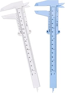 Nivofu 2 Pack Vernier Caliper, Mini Plastic 6 Inch/150mm Measuring Tool, Inch/Millimeter Conversion, High Precision Slide Caliper for Length Width Depth Inner Diameter Outer Diameter, White+Blue