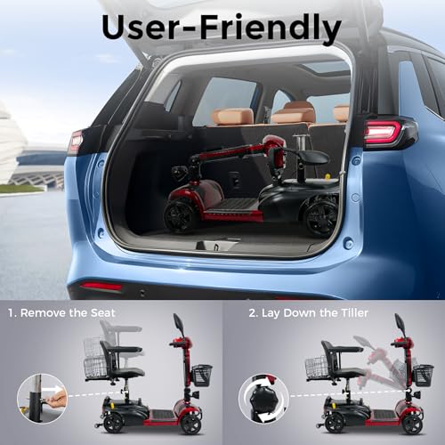 30 miles long range 4 wheel electric mobility scooter with 350w motor foldable mobility scooter for adultsseniors - 300 lb capacity 720wh lithium battery dual baskets