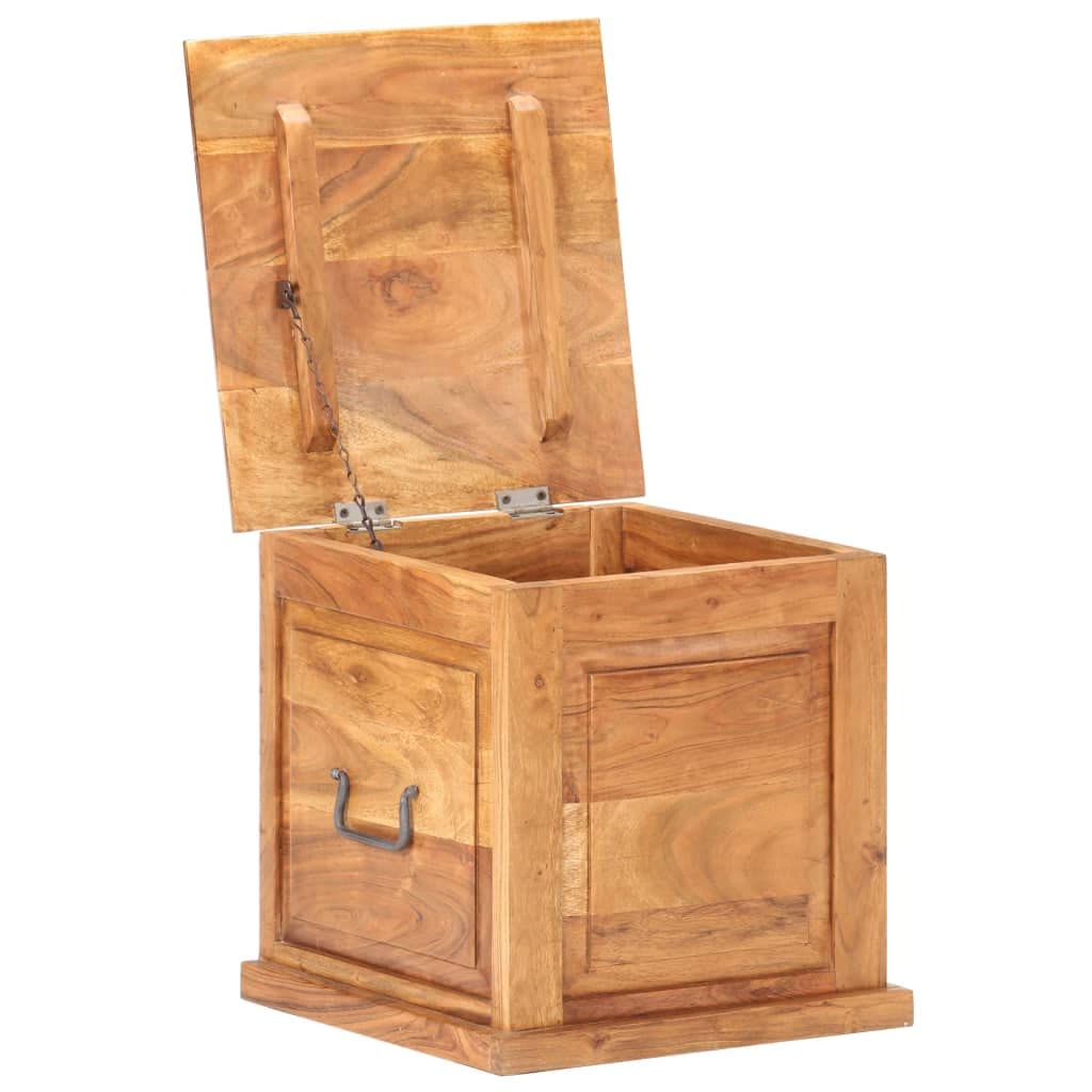 Générique Cassapanca in legno massello di acacia 40 x 40 cm, scatola portaoggetti con maniglie laterali, piano piatto utilizzabile come comodino, decorativo per interni