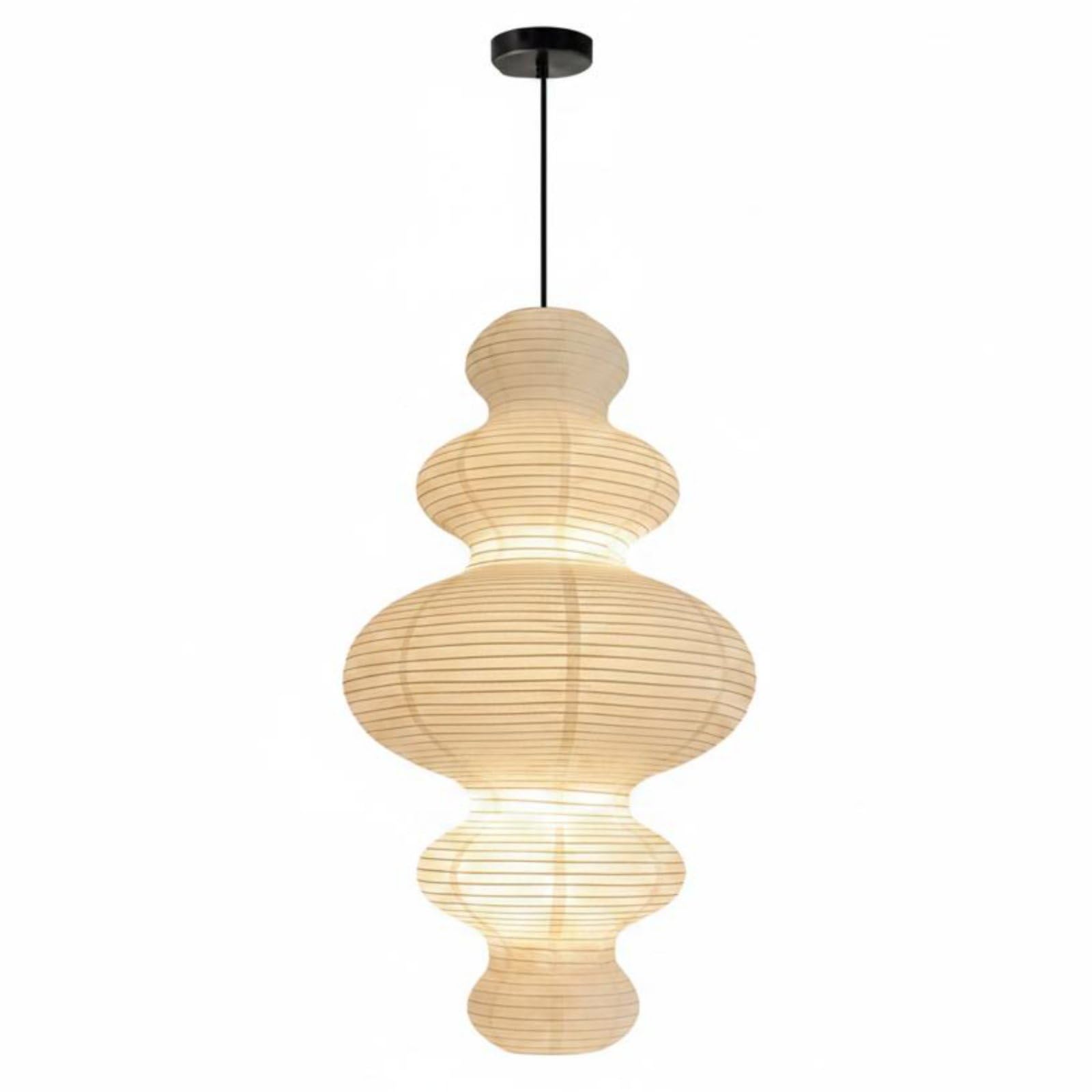 Soft Radiance Wabi Sabi Hanging Lamp Minimalist Japanese Paper Hanging Light Sculpted Paper Hanging Lamp for Hotel Owners, Homestay, Villa, Boutique, Window Display, Warm Light-image-34