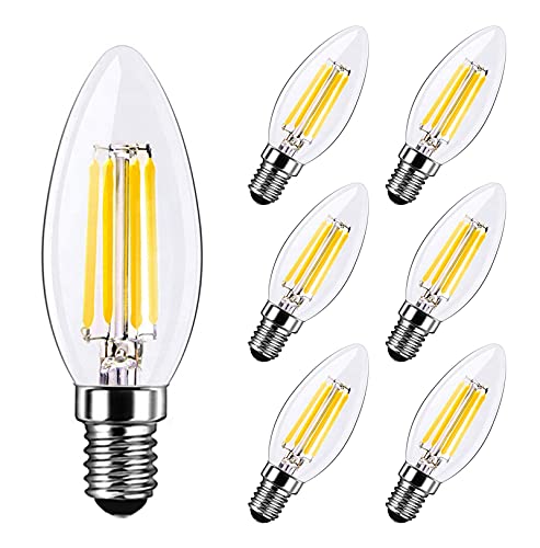 MAYCOLOR E14 Small Edison Screw Candle Bulb 4W Equivalent to 40W, Cool White 6500K, 400Lumen, Chandelier Light Bulbs