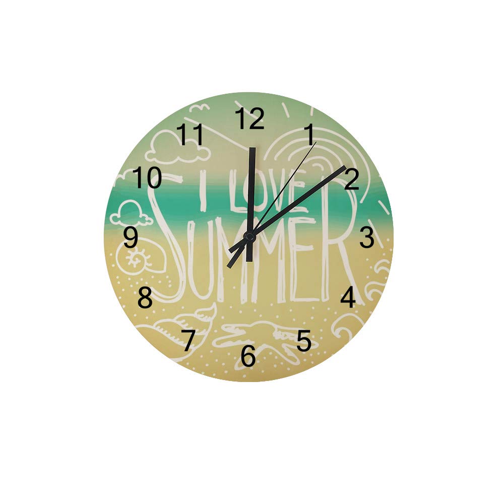 Horloge murale en bois CHEHONG décor bord de mer vintage pour chambre