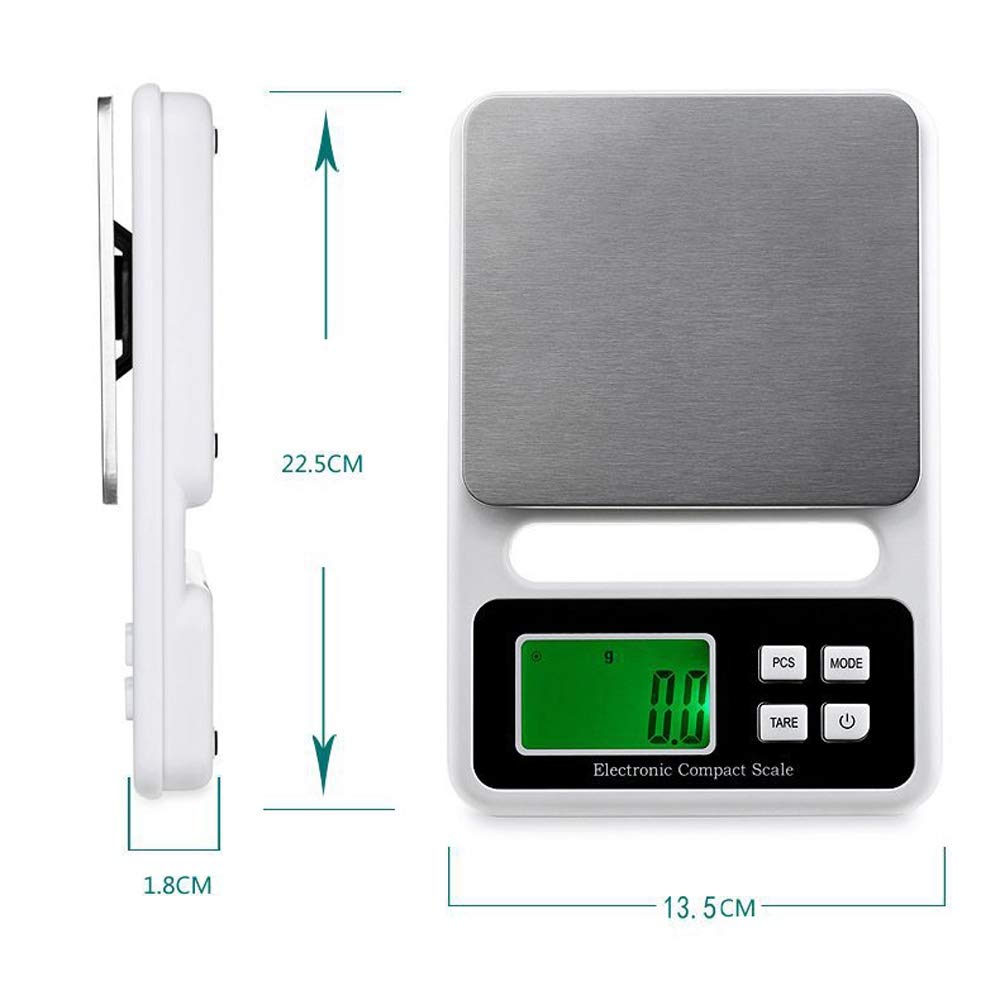 Cyfrowa waga kuchenna, 3 kg/0,1 g, precyzyjna waga elektroniczna, waga do żywności, waga tylna, waga do liczenia herbaty, owoców, kawy, tarowania i zerowania