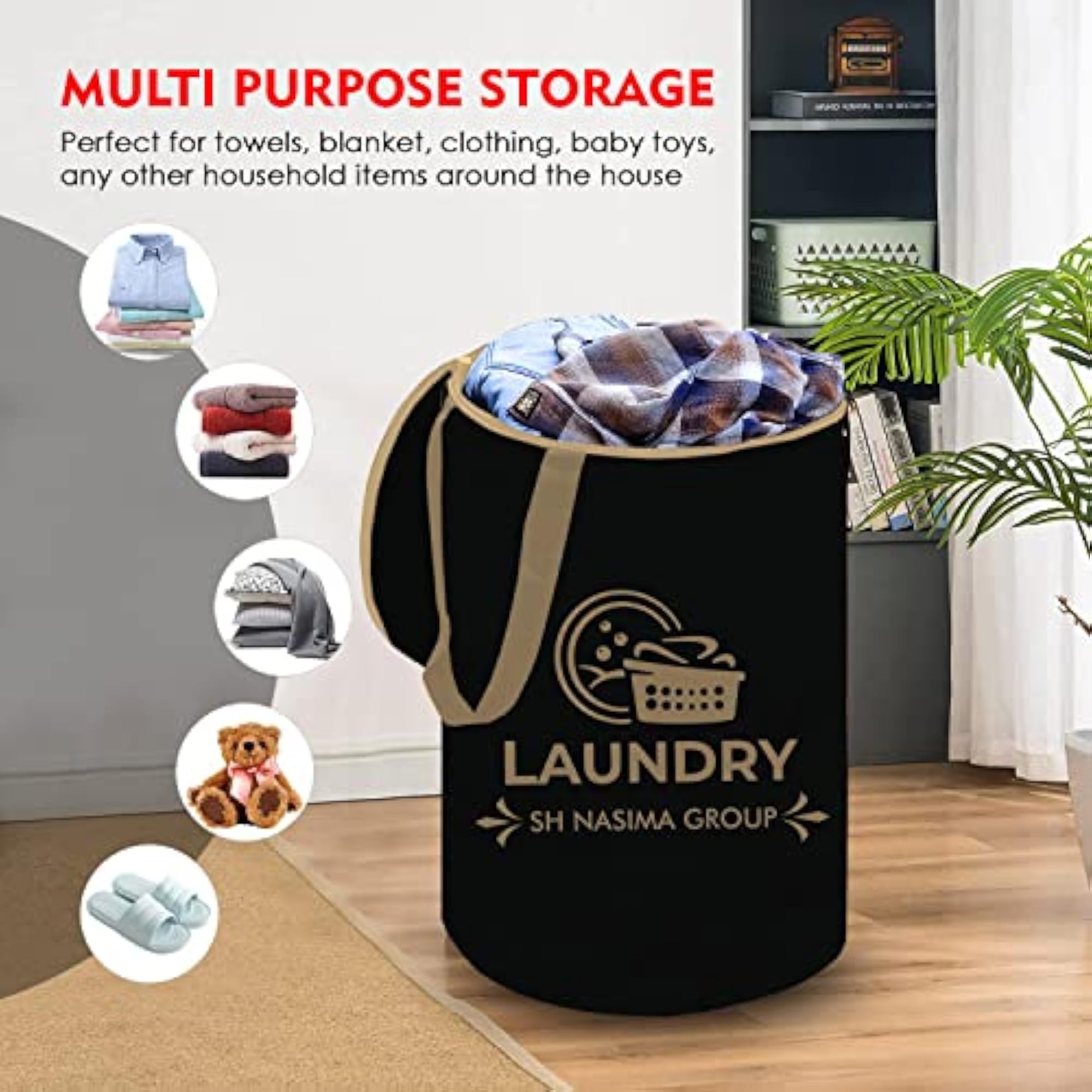 Durable Nylon Laundry Bag, 45L Capacity