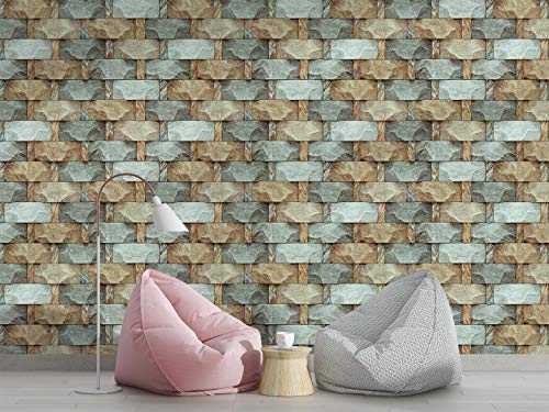 Image of DWELLSINDIA Stone Brick Self Adhesive Wallpaper Waterproof, Scratch Resistant, Laminated 41cm x 244cm